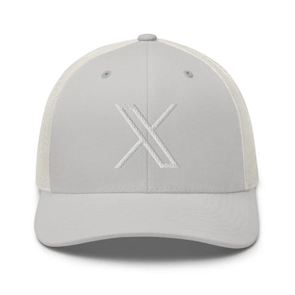 𝕏 Embroidered Trucker Cap - Silver