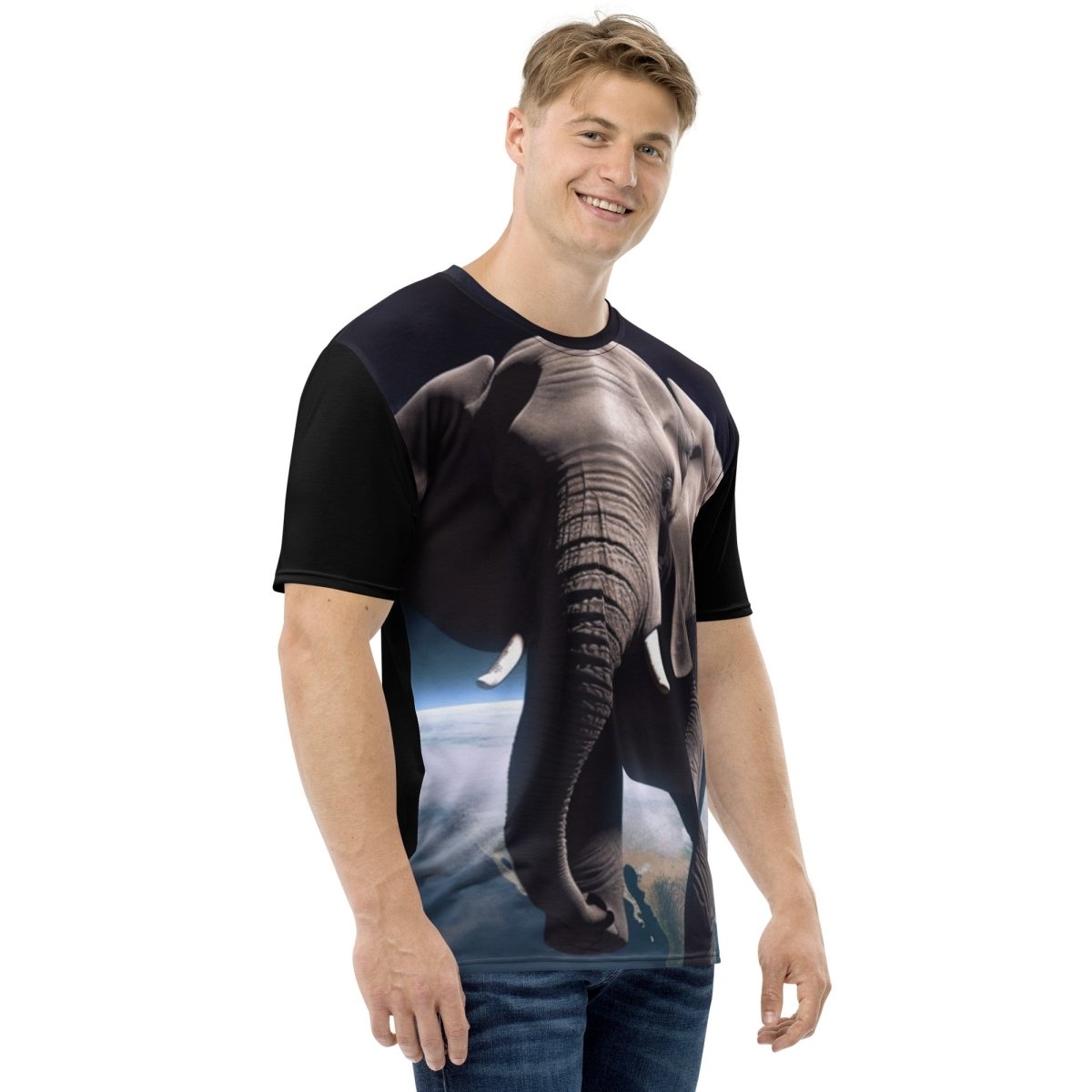 All-Over Print Elephant Floating in Space T-Shirt (men) - AI Store