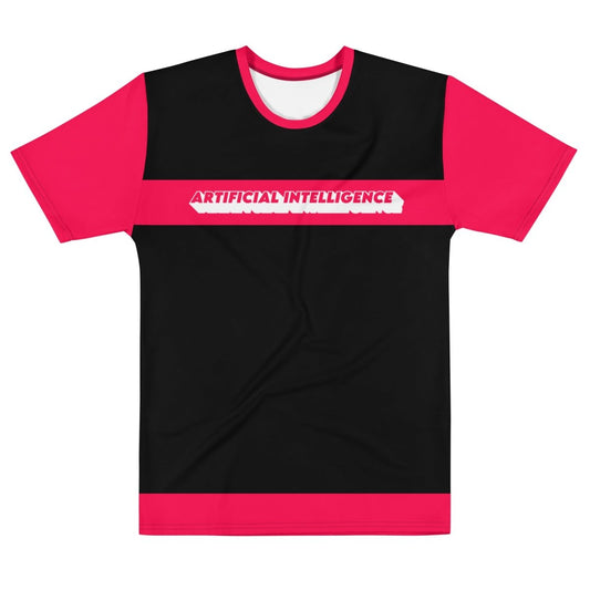 All - Over Print Hot Pink and Black Artificial Intelligence T-Shirt (men) - M - AI Store