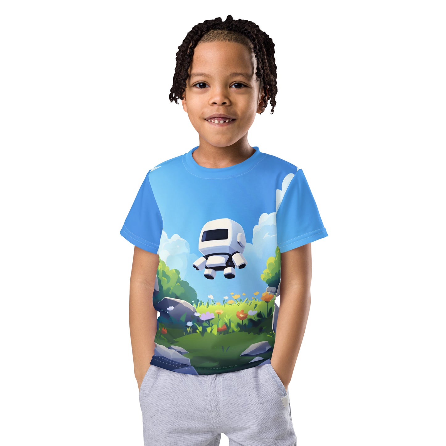 All-Over Print Floating Robot T-Shirt (children)