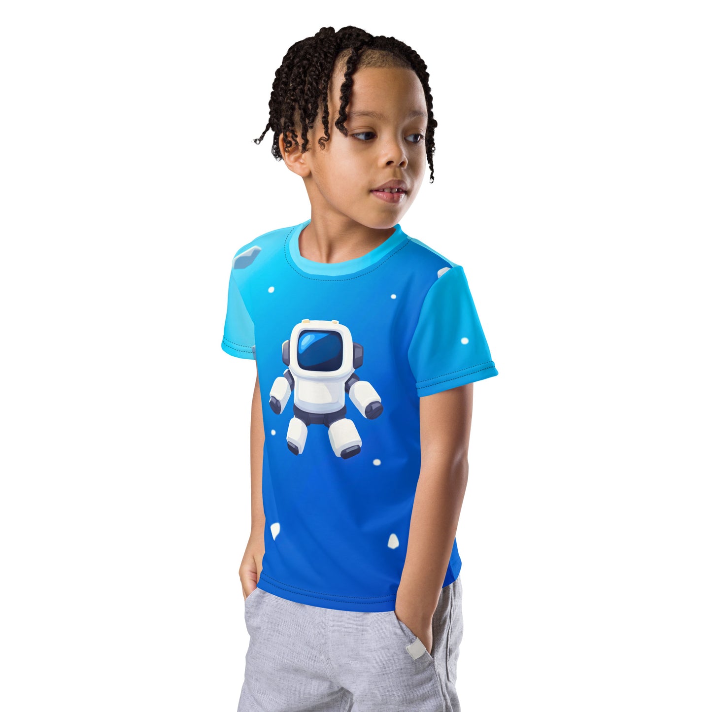 All-Over Print Robot Floating in Space T-Shirt (children)