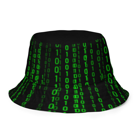 All-Over Print Matrix Falling Binary Reversible Bucket Hat