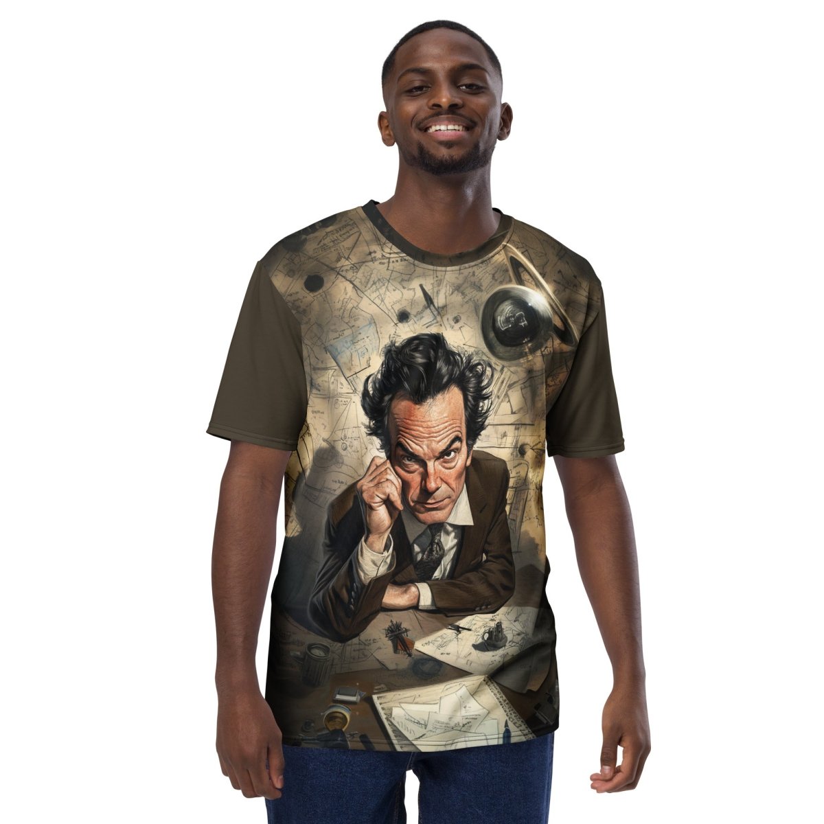 All - Over Print Richard Feynman Cartoon T-Shirt (men) - M - AI Store