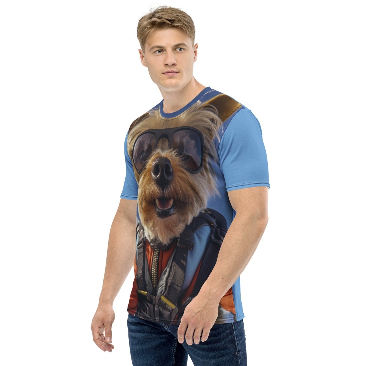 All - Over Print Skydiving Yorkshire Terrier Selfie T - Shirt 2 (men) - M - AI Store