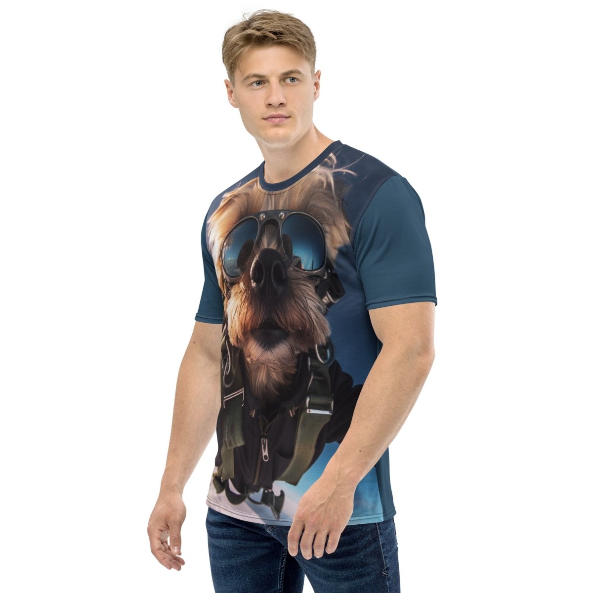 All - Over Print Skydiving Yorkshire Terrier Selfie T - Shirt (men) - M - AI Store