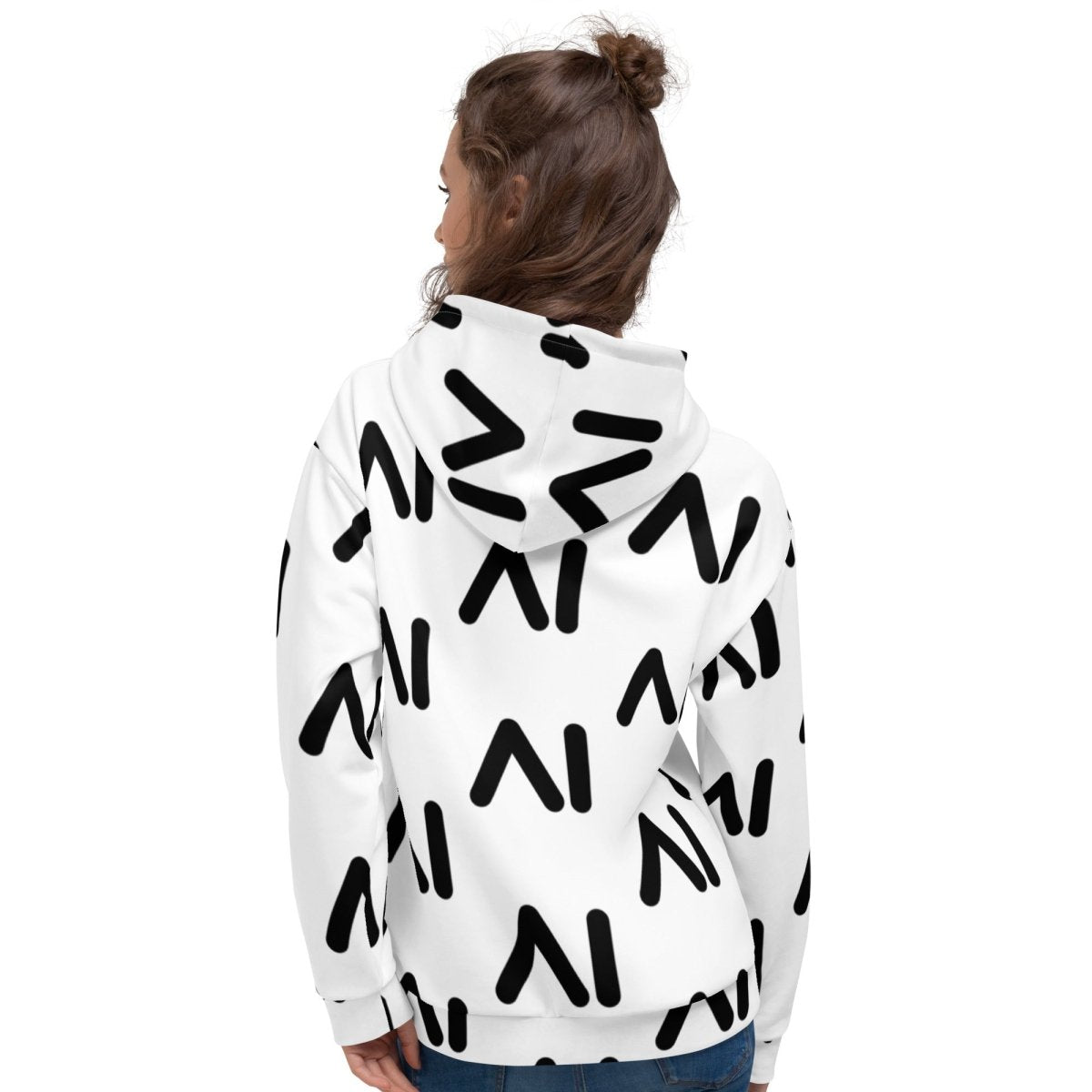 All - Over Print White AI Logo Hoodie (unisex) - M - AI Store