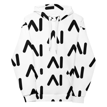 All - Over Print White AI Logo Hoodie (unisex) - M - AI Store