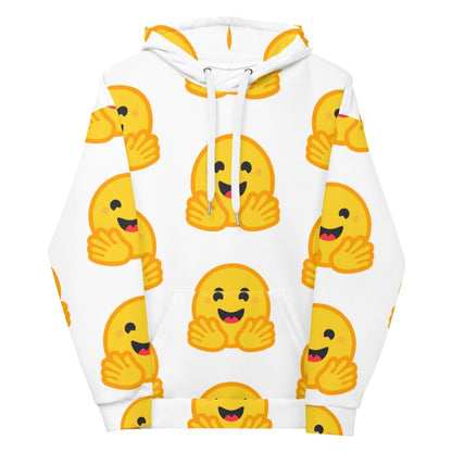 All - Over Print White Hugging Face Icon Hoodie (unisex) - M - AI Store