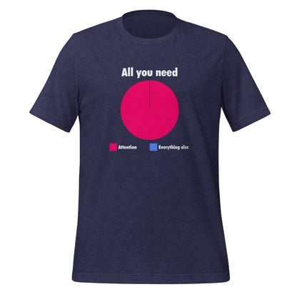All You Need is Attention Pie Chart T - Shirt (unisex) - Heather Midnight Navy - AI Store