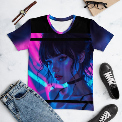 Amazing Neon Anime Woman T-shirt (women) - M - AI Store