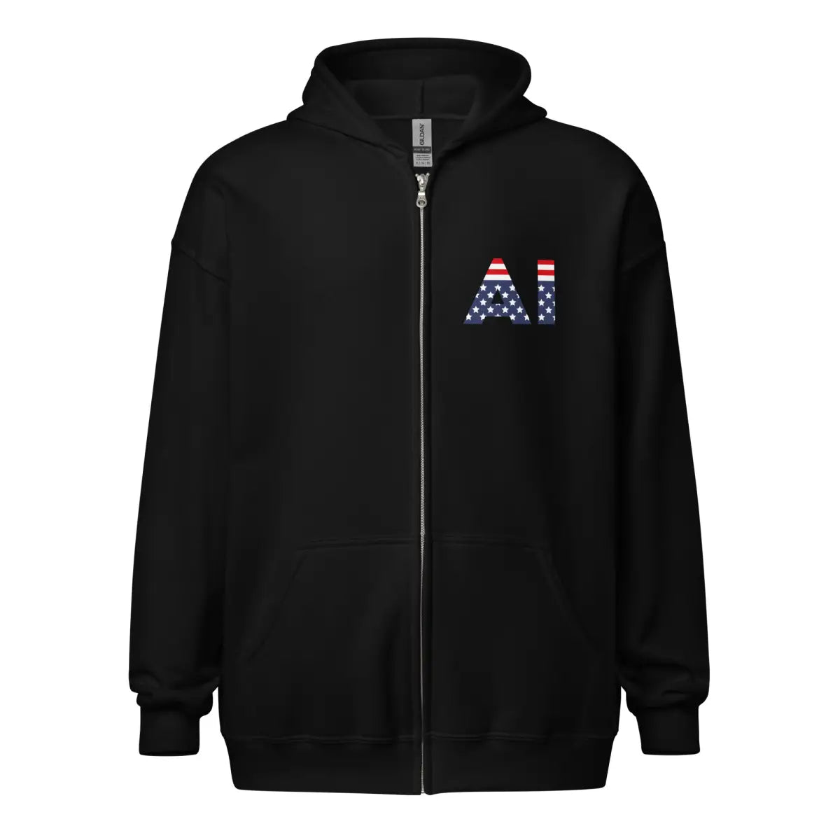 American Intelligence Front and Back Zip Hoodie (unisex) - Black / M