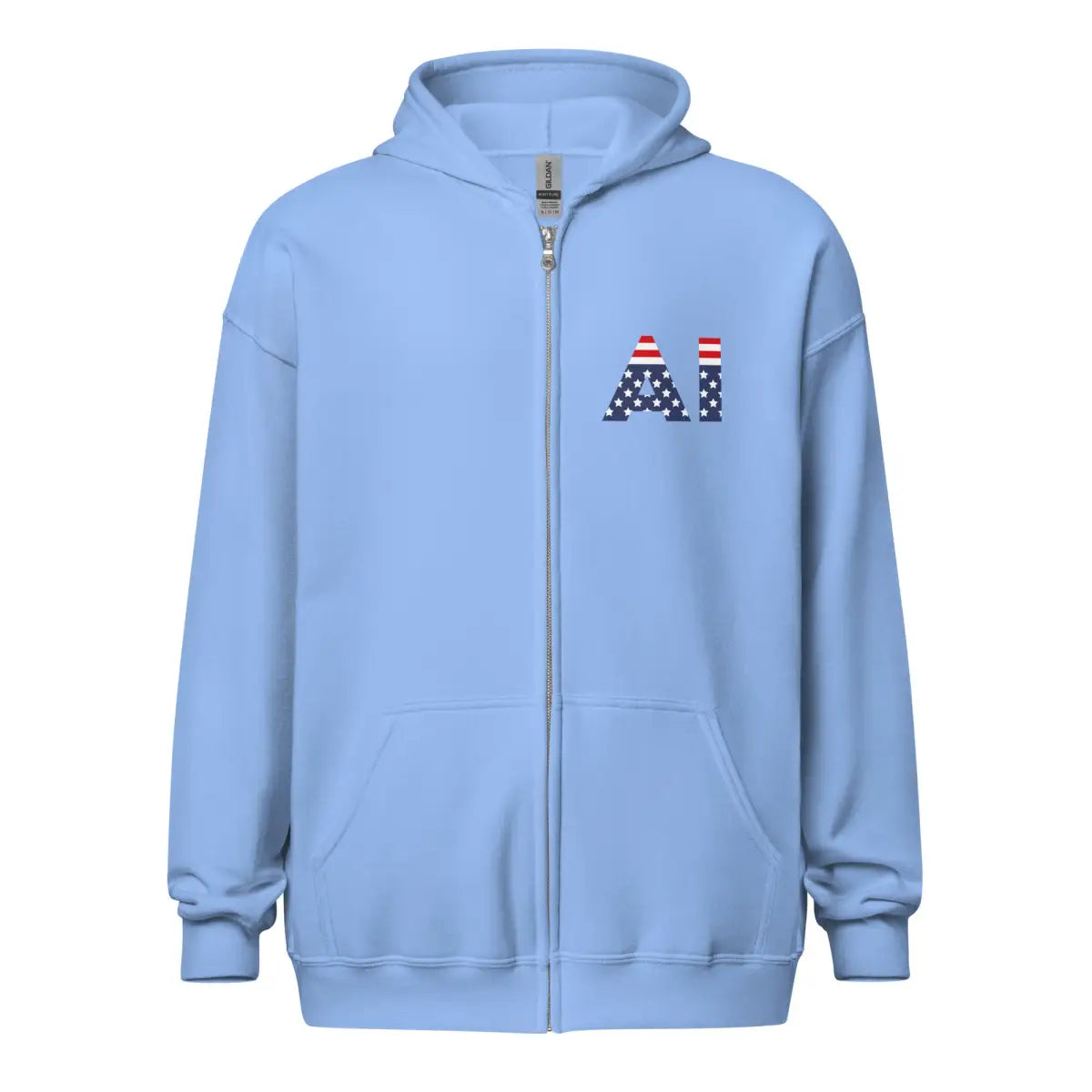 American Intelligence Front and Back Zip Hoodie (unisex) - Carolina Blue / M