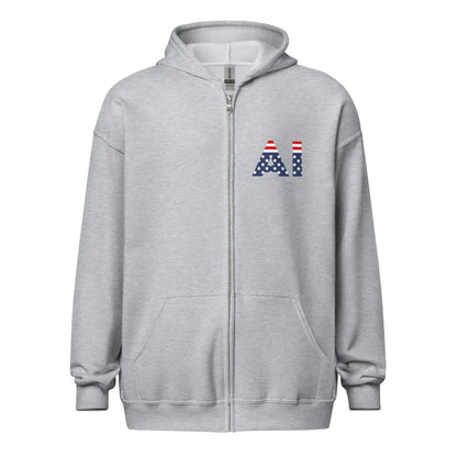 American Intelligence Front and Back Zip Hoodie (unisex) - Sport Grey / M