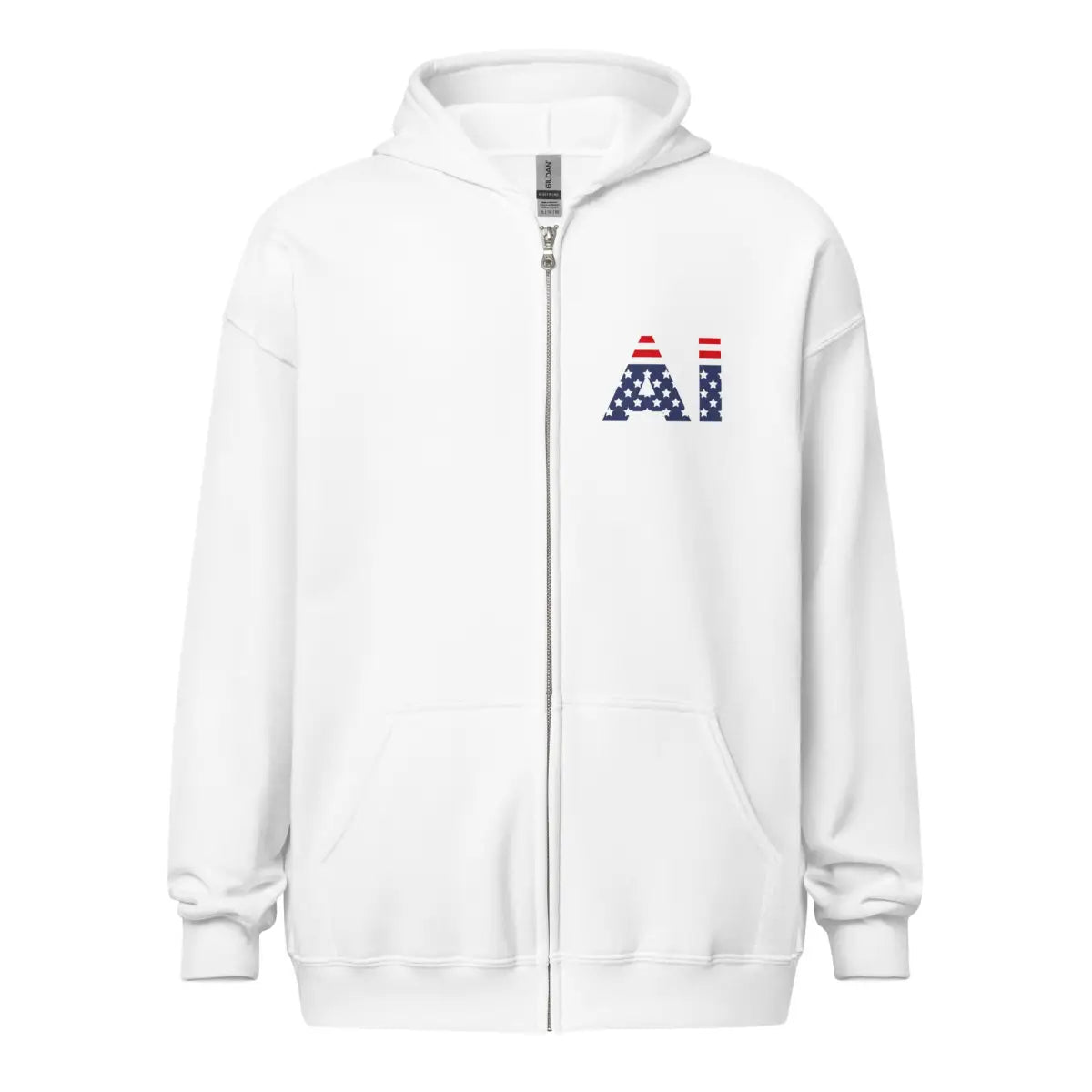 American Intelligence Front and Back Zip Hoodie (unisex) - White / M