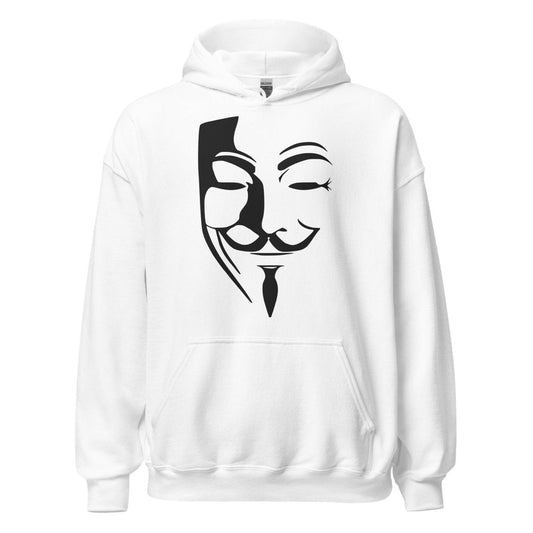 Anonymous Mask Light Hoodie (unisex) - White - AI Store