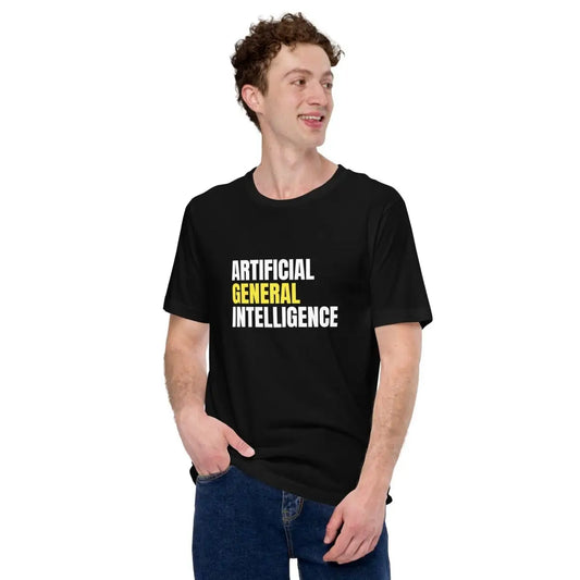 Artificial General Intelligence Stacked (Yellow) T-Shirt (unisex)