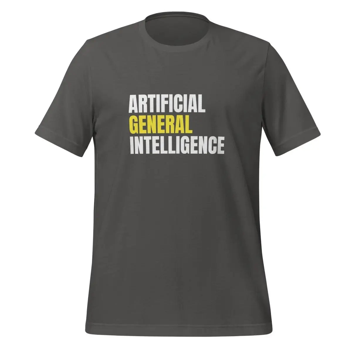 Artificial General Intelligence Stacked (Yellow) T-Shirt (unisex) - Asphalt / M