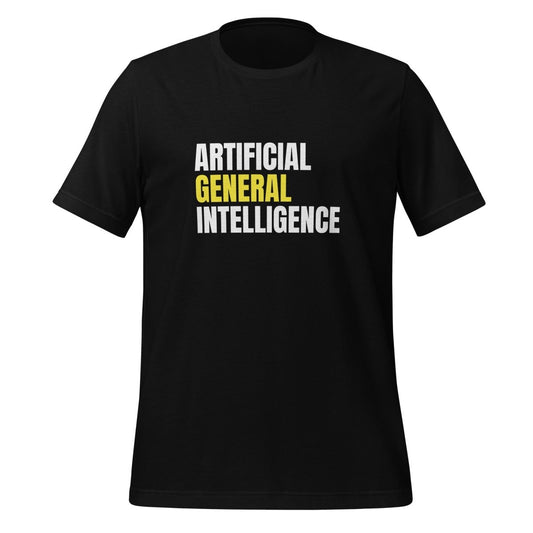 Artificial General Intelligence Stacked (Yellow) T-Shirt (unisex) - Black - AI Store