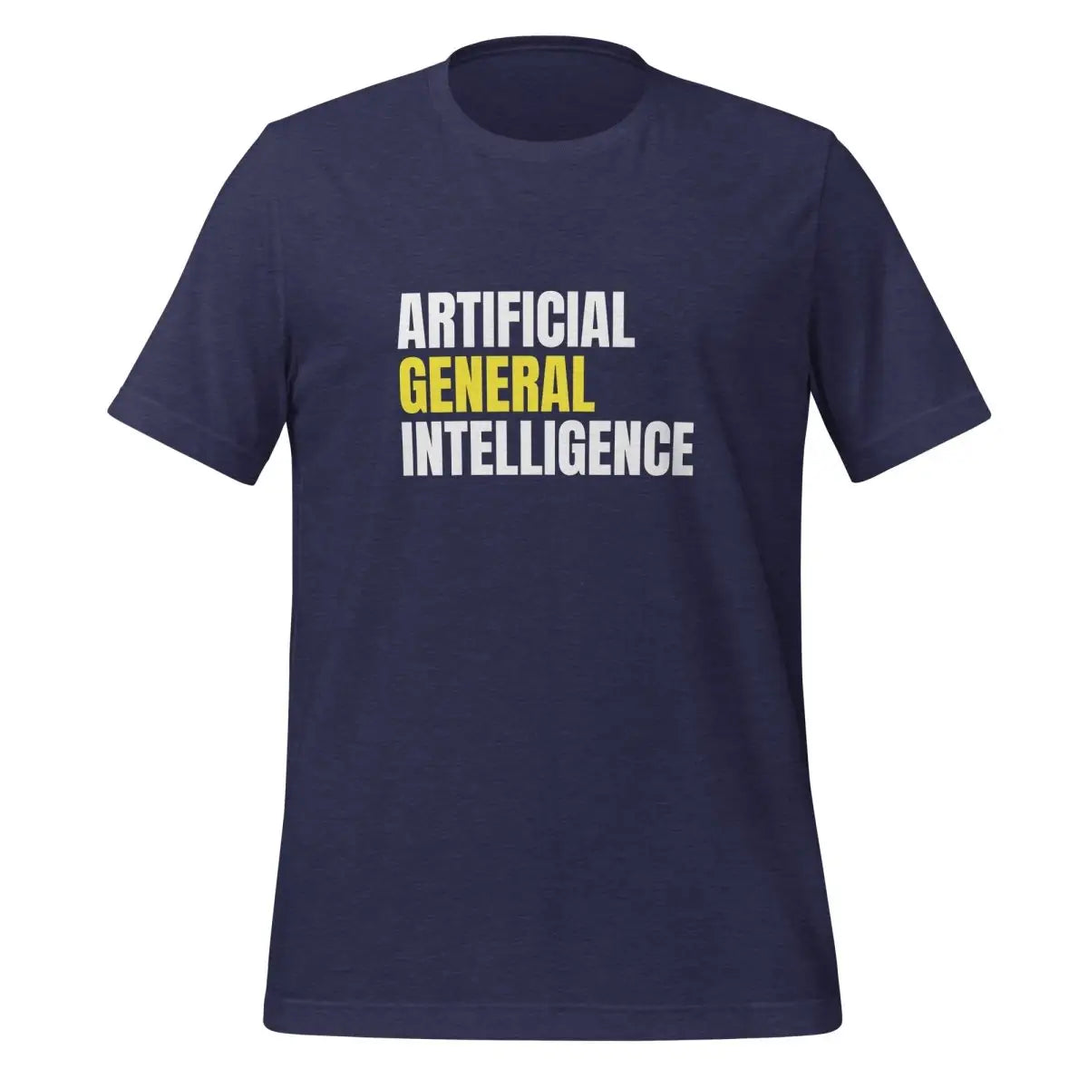 Artificial General Intelligence Stacked (Yellow) T-Shirt (unisex) - Heather Midnight Navy / M