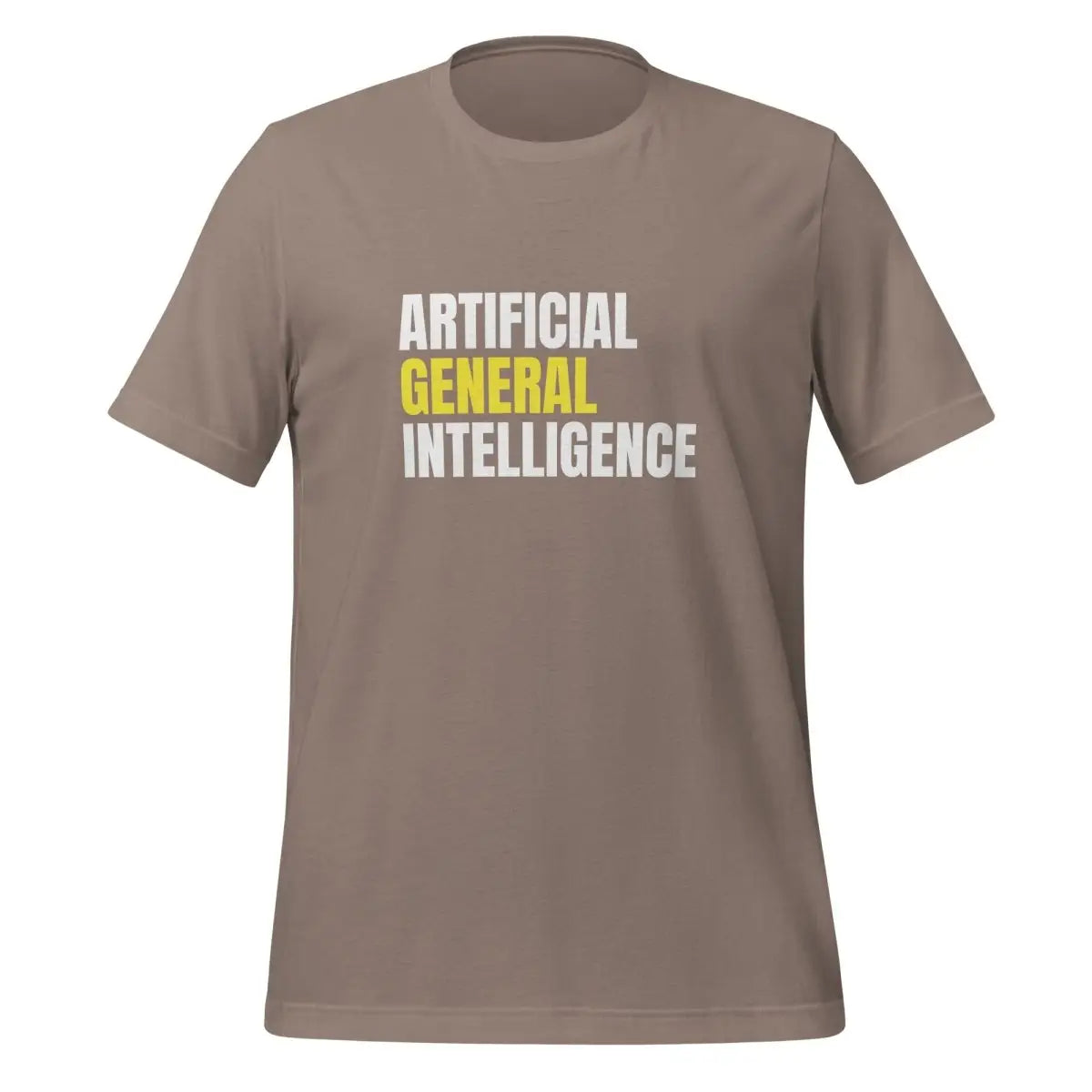 Artificial General Intelligence Stacked (Yellow) T-Shirt (unisex) - Pebble / M