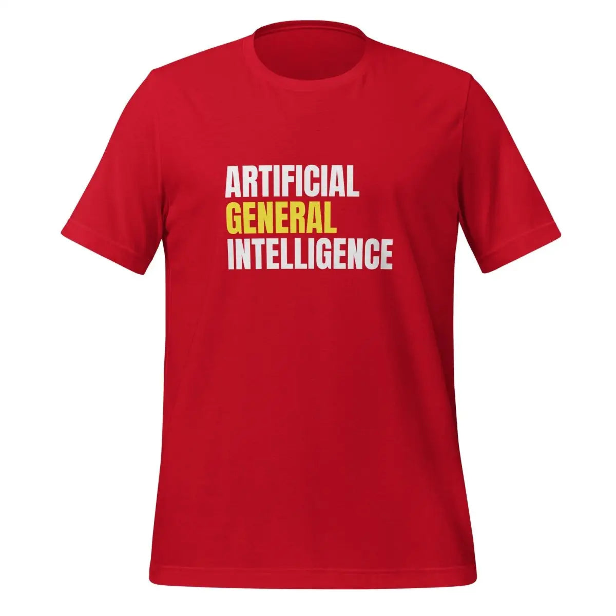 Artificial General Intelligence Stacked (Yellow) T-Shirt (unisex) - Red / M