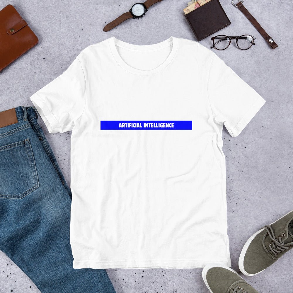 Artificial Intelligence Blue Stripe T-Shirt (unisex) - White - AI Store