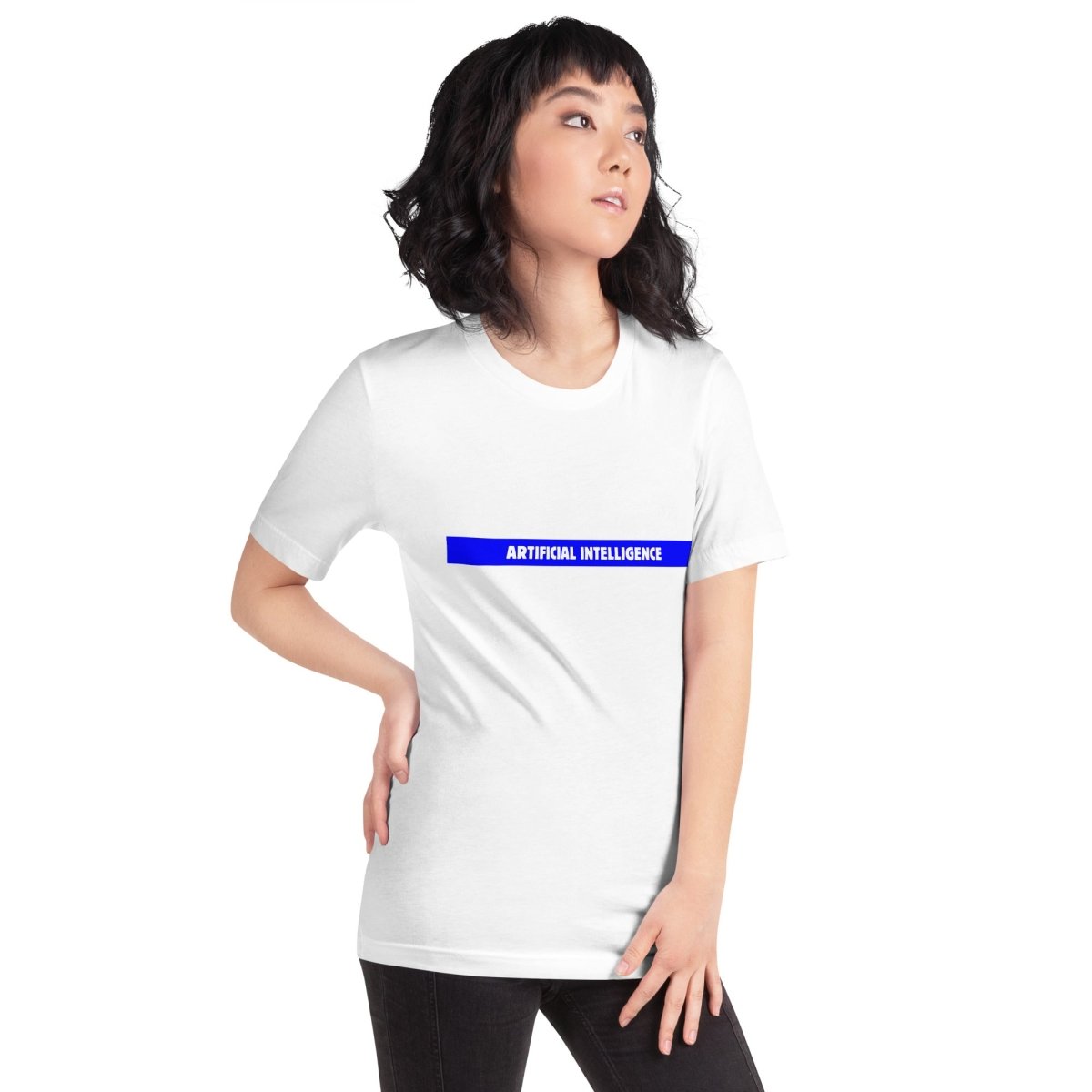 Artificial Intelligence Blue Stripe T-Shirt (unisex) - White - AI Store