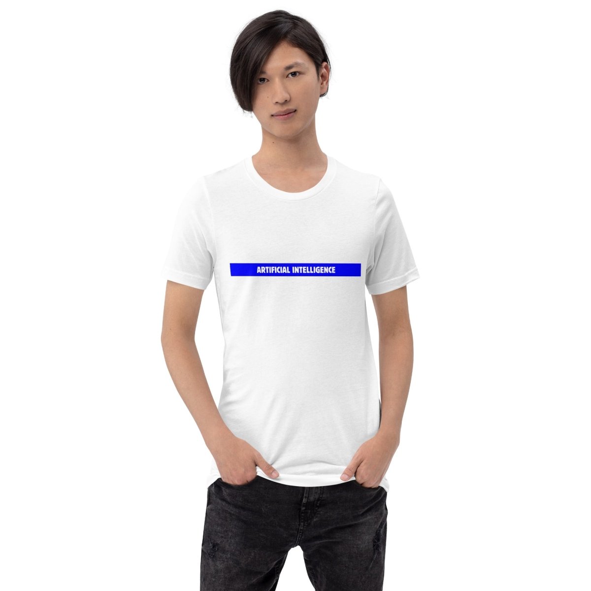 Artificial Intelligence Blue Stripe T-Shirt (unisex) - White - AI Store