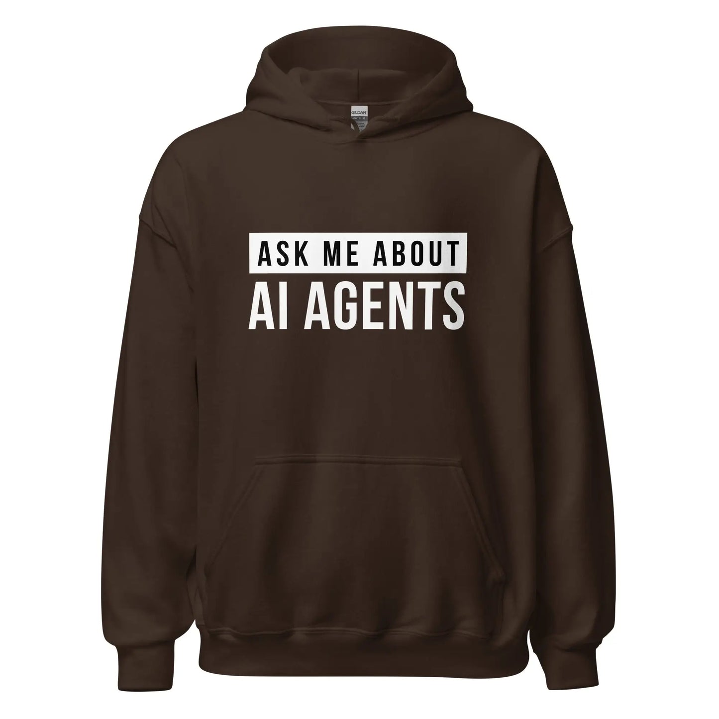 Ask Me About AI Agents Hoodie (unisex) - Dark Chocolate / M