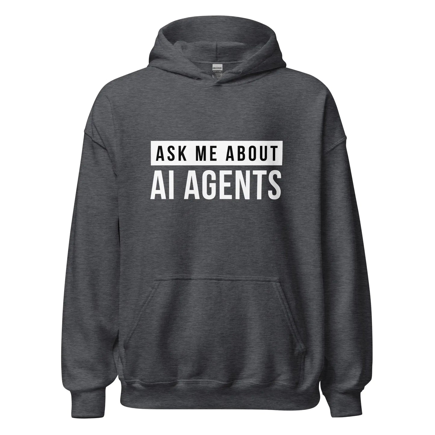 Ask Me About AI Agents Hoodie (unisex) - Dark Heather / M