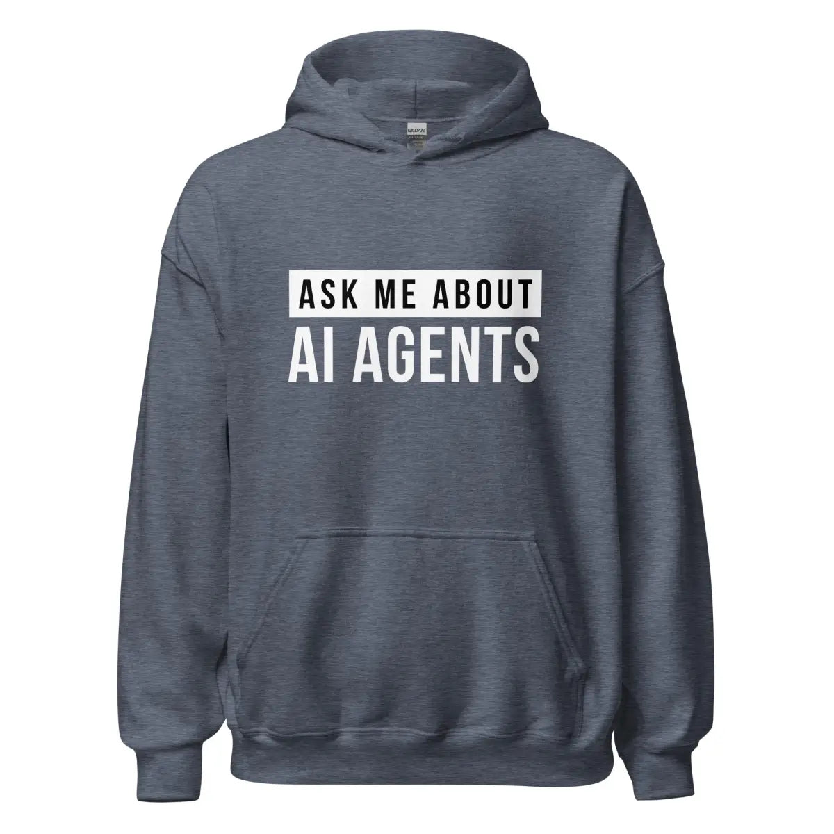 Ask Me About AI Agents Hoodie (unisex) - Heather Sport Dark Navy / M