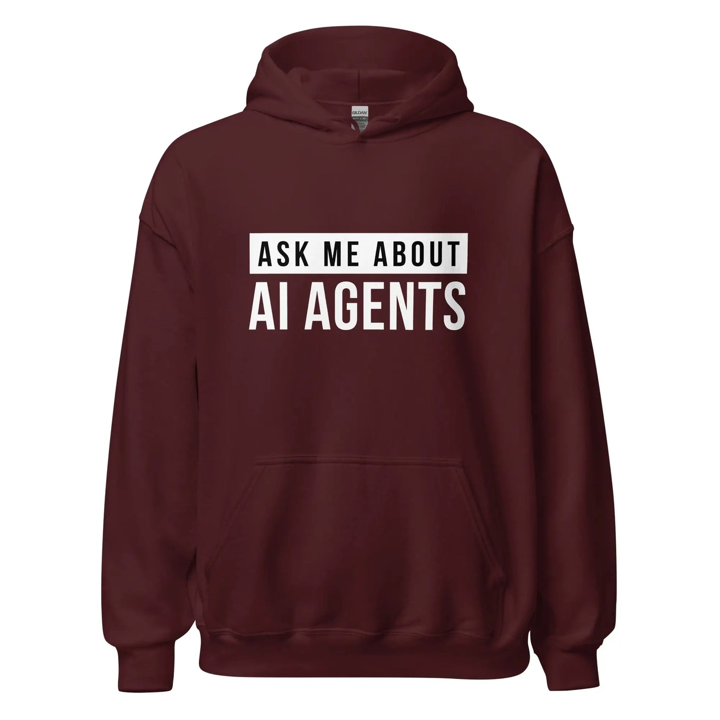 Ask Me About AI Agents Hoodie (unisex) - Maroon / M