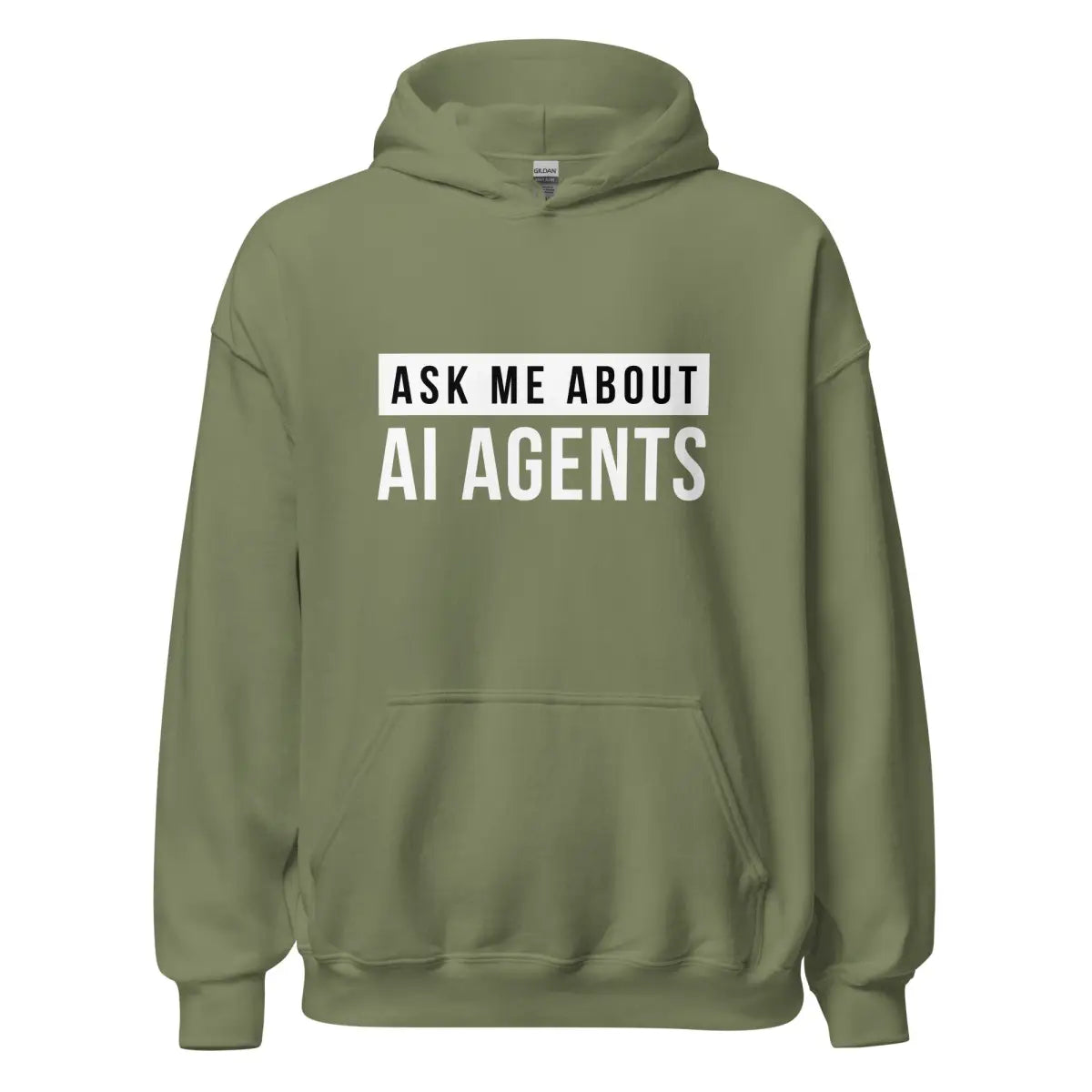 Ask Me About AI Agents Hoodie (unisex) - Military Green / M