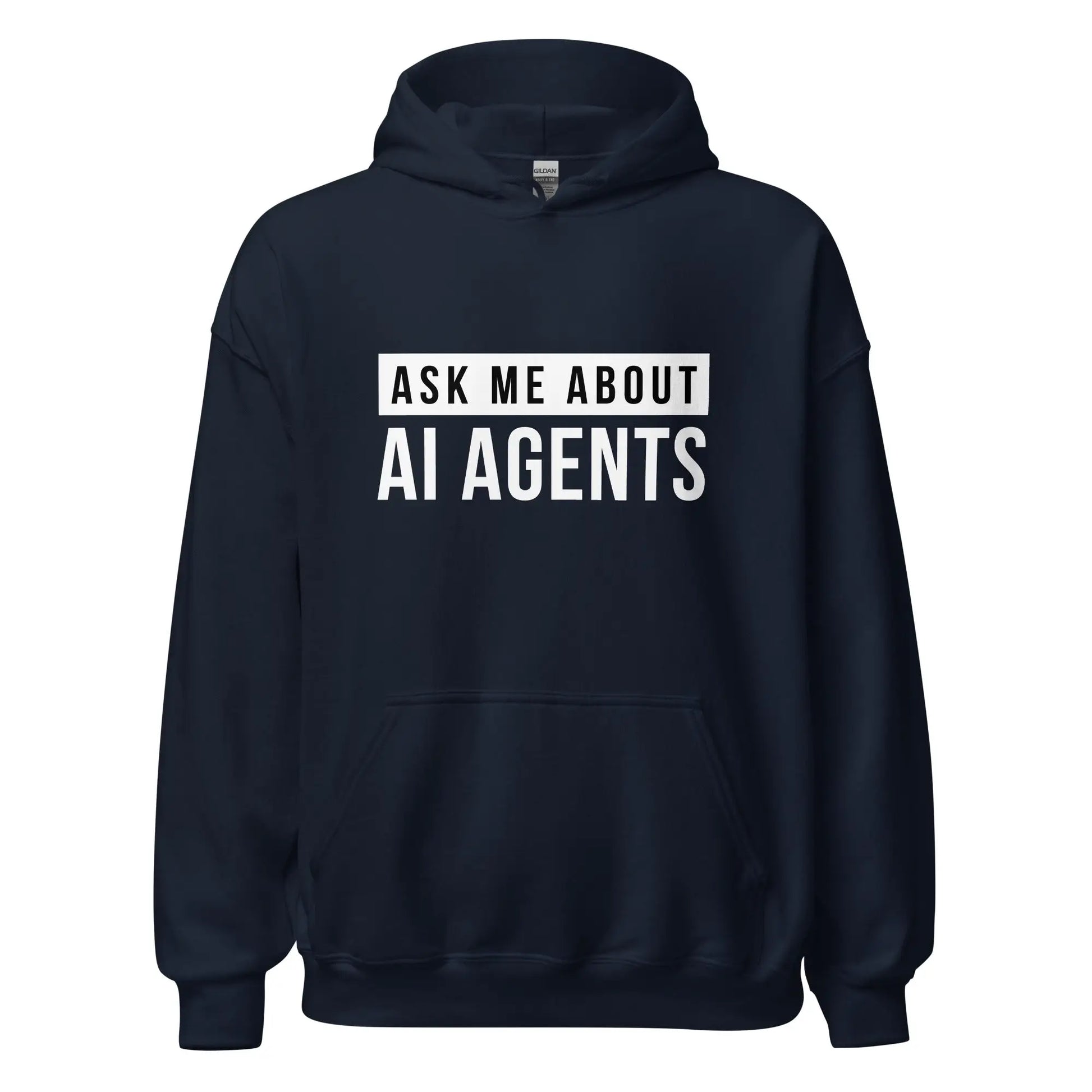 Ask Me About AI Agents Hoodie (unisex) - Navy / M