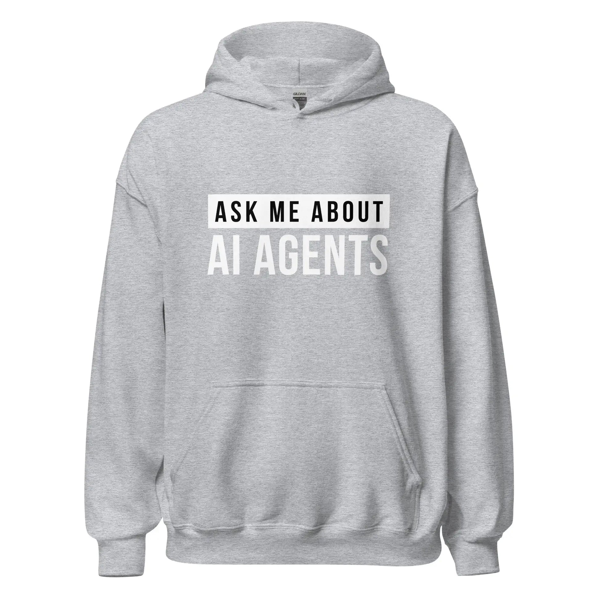 Ask Me About AI Agents Hoodie (unisex) - Sport Grey / M