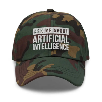 Ask Me About Artificial Intelligence Embroidered Cap - Green Camo