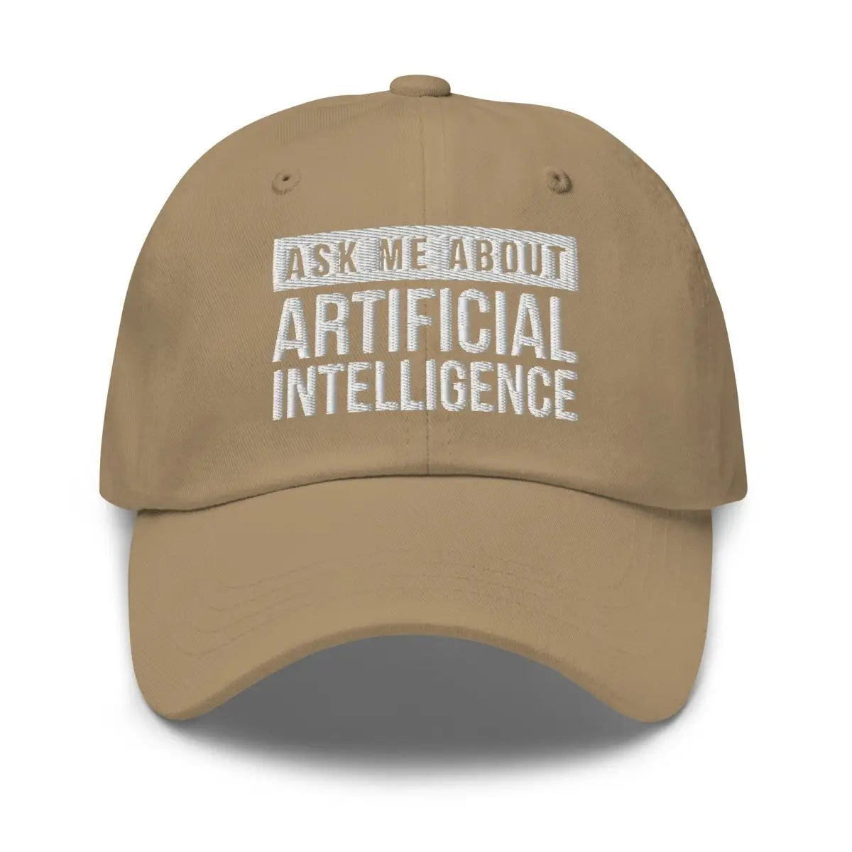 Ask Me About Artificial Intelligence Embroidered Cap - Khaki