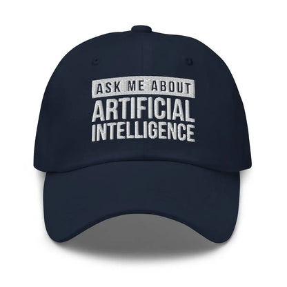 Ask Me About Artificial Intelligence Embroidered Cap - Navy