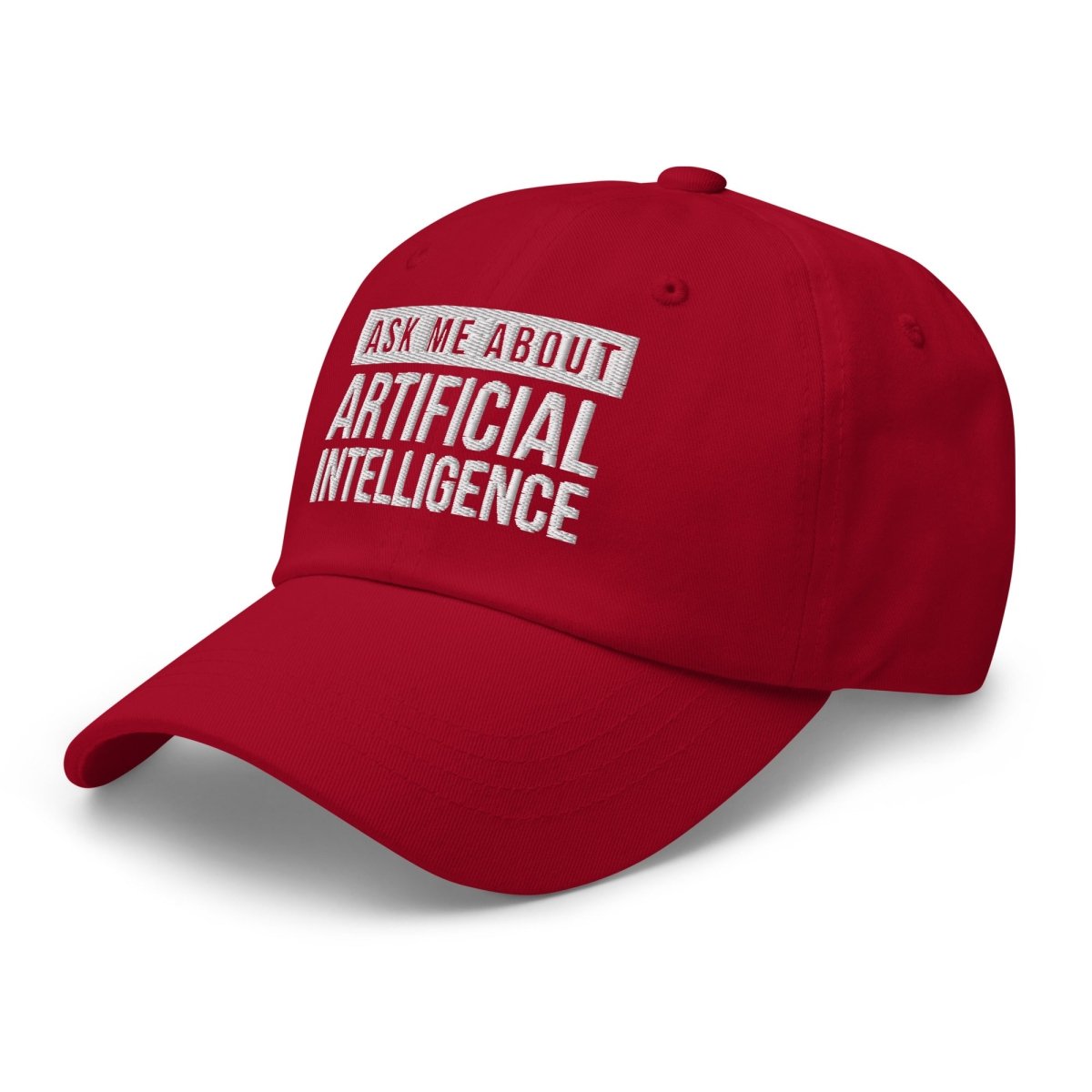 Ask Me About Artificial Intelligence Embroidered Cap - Cranberry - AI Store