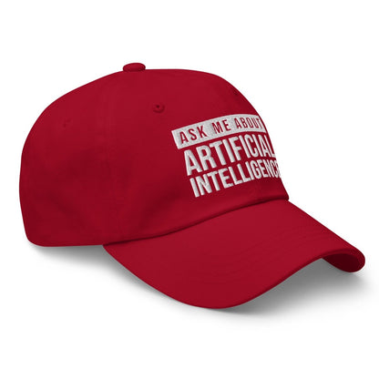 Ask Me About Artificial Intelligence Embroidered Cap - Cranberry - AI Store