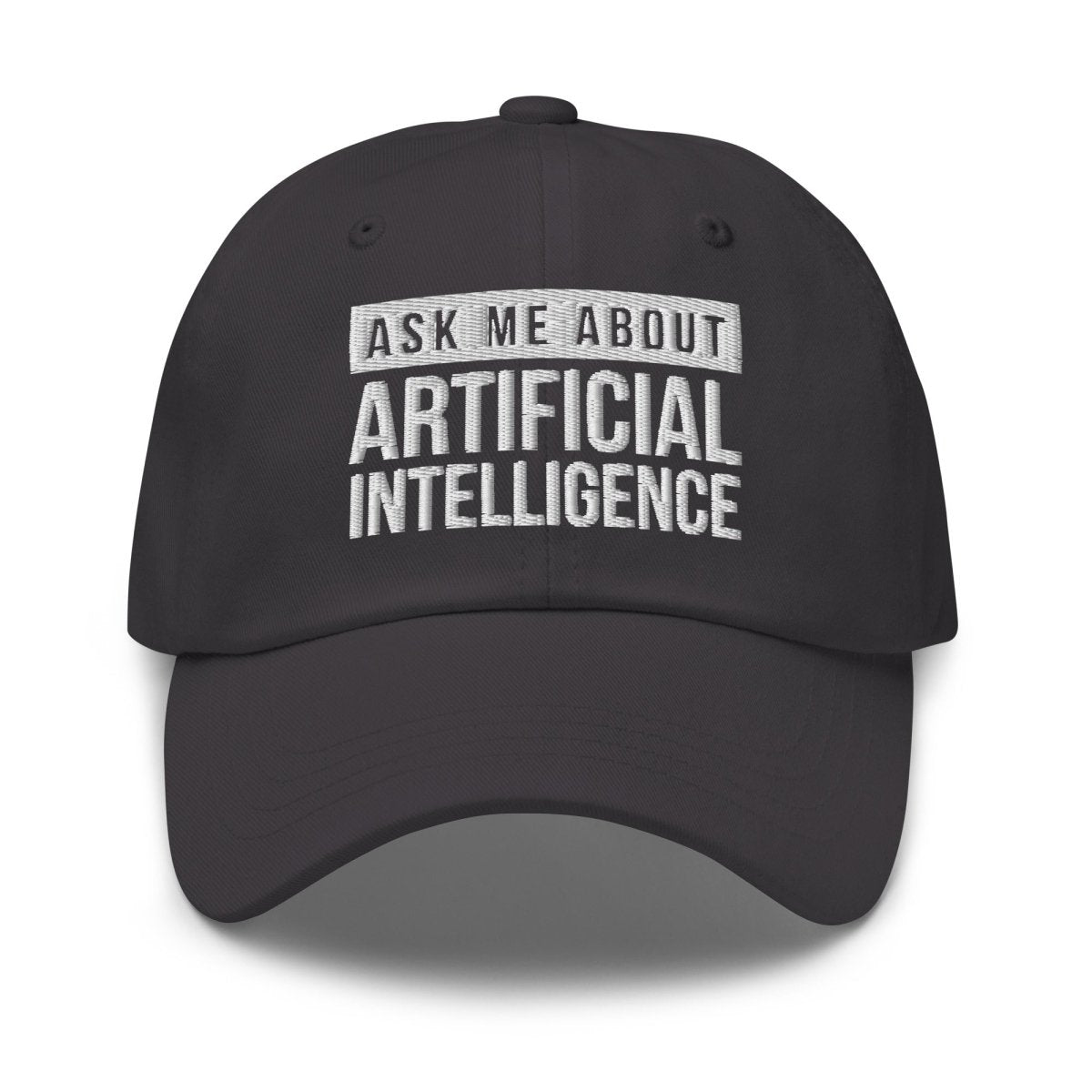 Ask Me About Artificial Intelligence Embroidered Cap - Dark Grey - AI Store