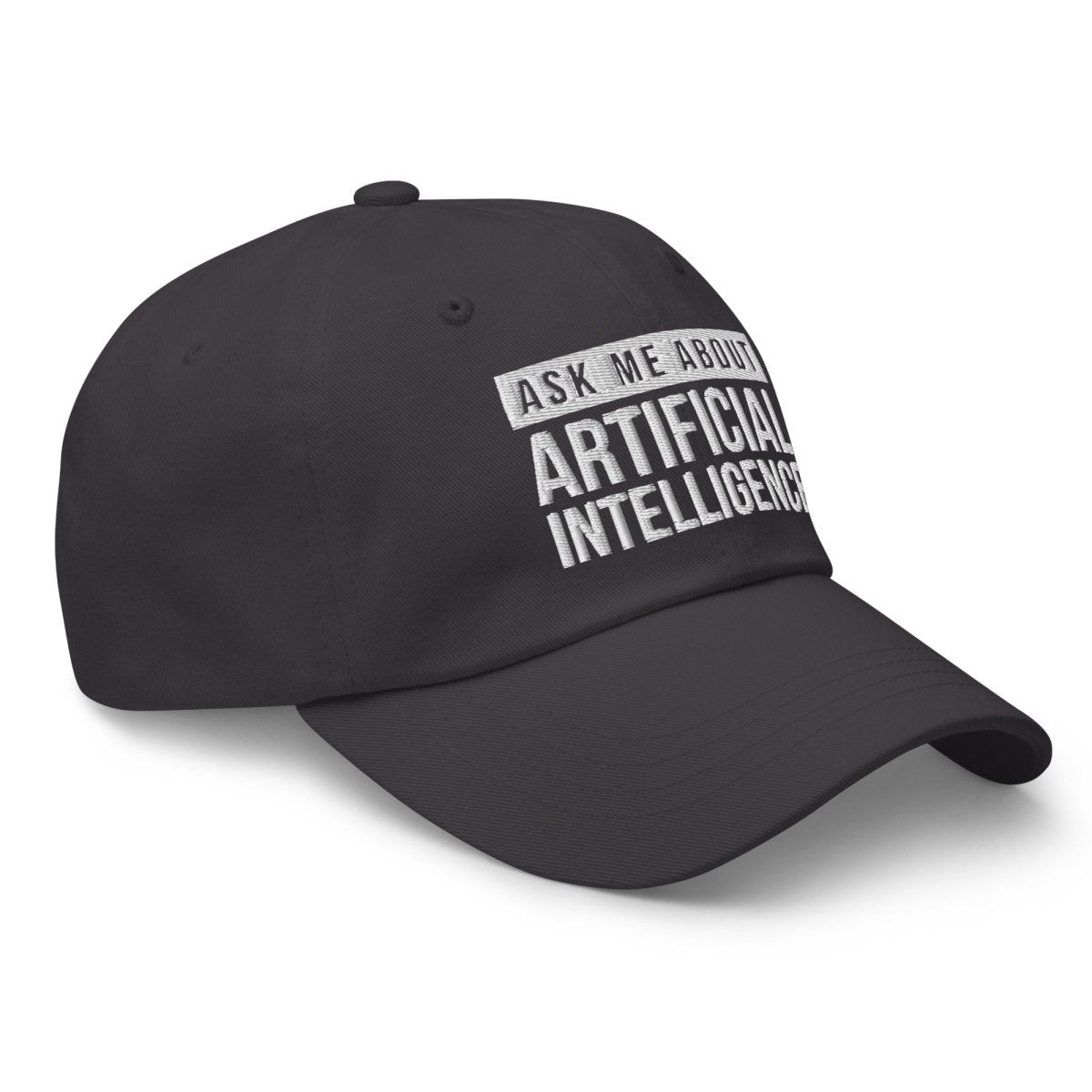 Ask Me About Artificial Intelligence Embroidered Cap - Dark Grey - AI Store