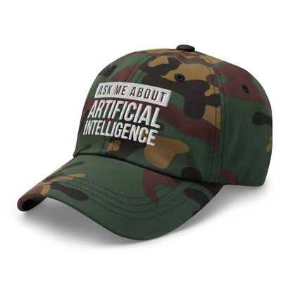 Ask Me About Artificial Intelligence Embroidered Cap - Green Camo - AI Store