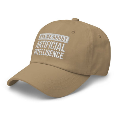 Ask Me About Artificial Intelligence Embroidered Cap - Khaki - AI Store