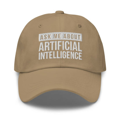 Ask Me About Artificial Intelligence Embroidered Cap - Khaki - AI Store