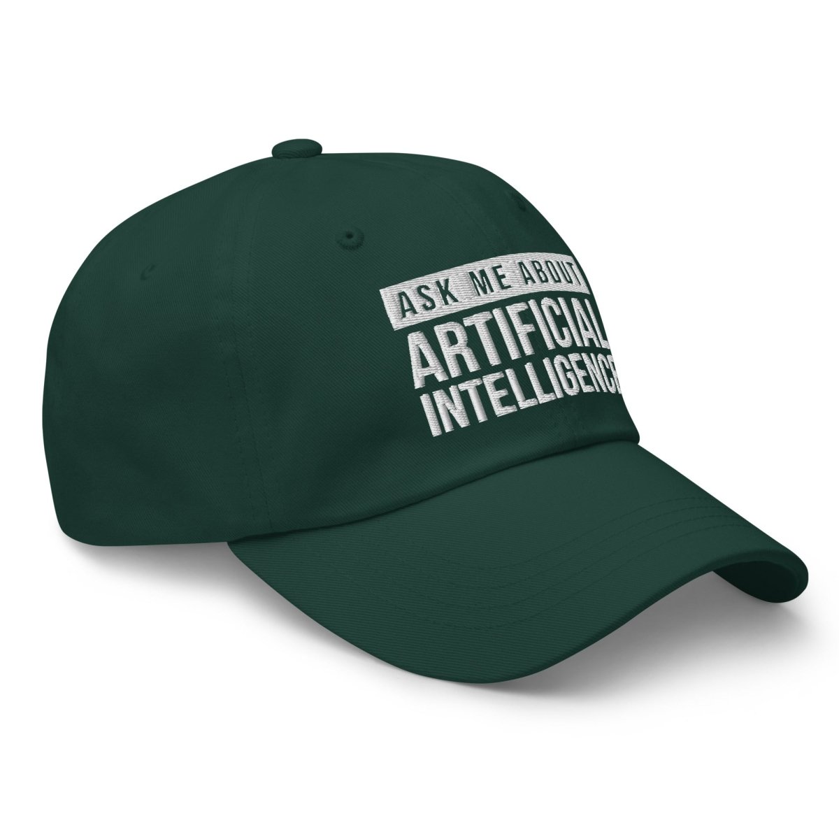 Ask Me About Artificial Intelligence Embroidered Cap - Spruce - AI Store