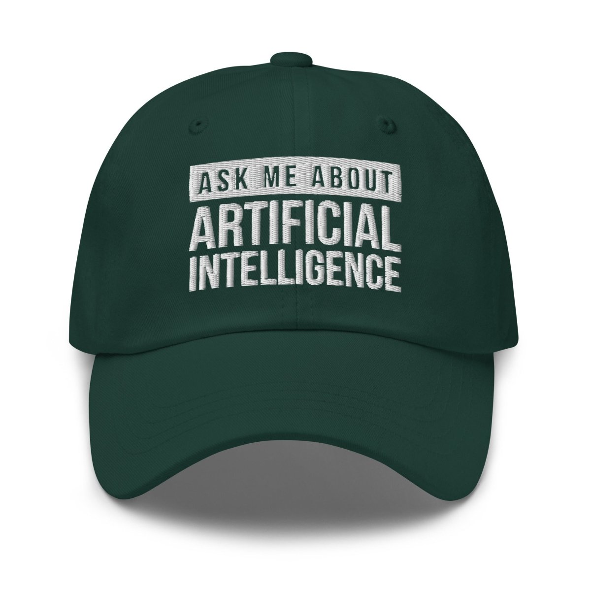 Ask Me About Artificial Intelligence Embroidered Cap - Spruce - AI Store