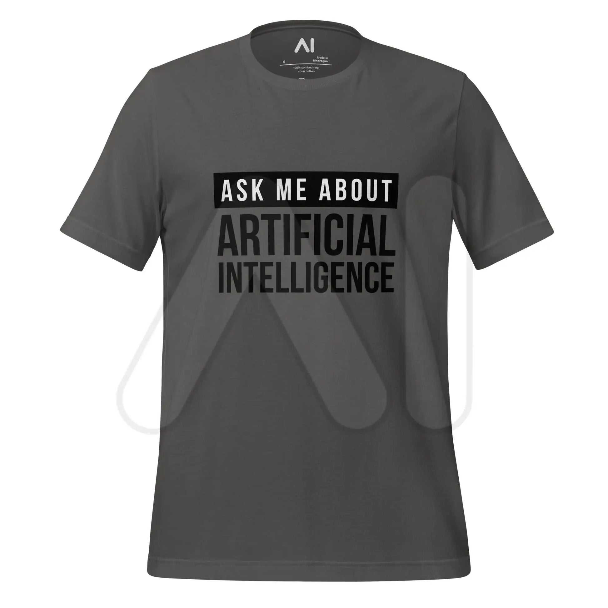 Ask Me About Artificial Intelligence in Black T-Shirt (unisex) - Asphalt / M