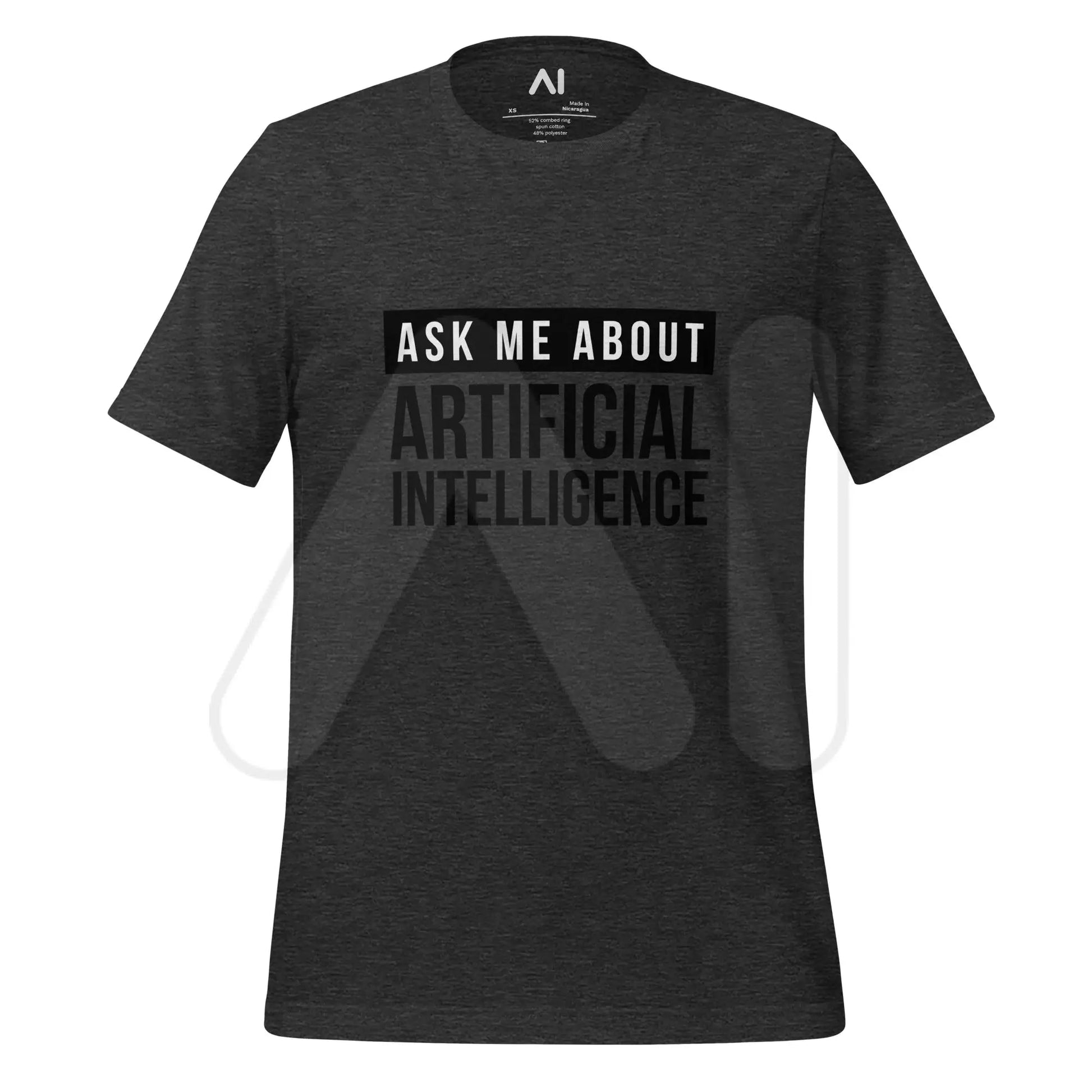 Ask Me About Artificial Intelligence in Black T-Shirt (unisex) - Dark Grey Heather / M