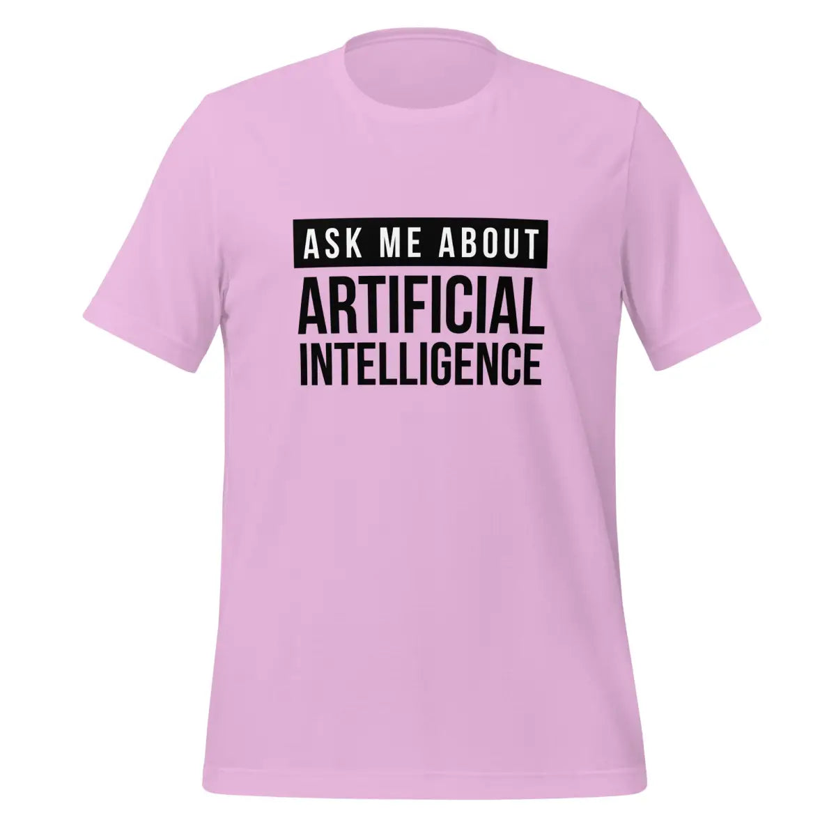 Ask Me About Artificial Intelligence in Black T-Shirt (unisex) - Lilac / M